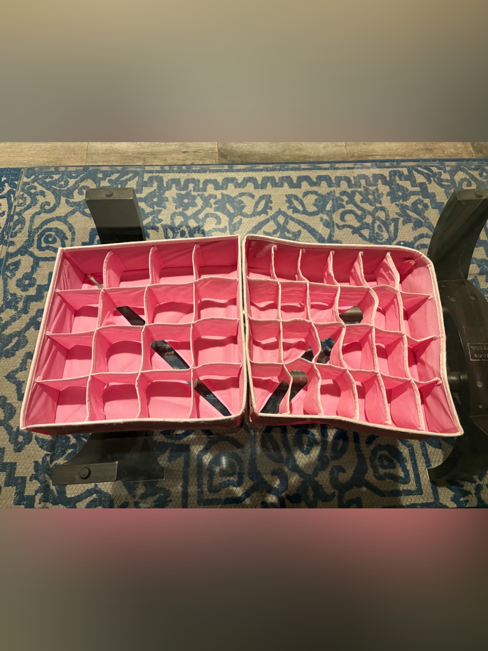 Pink Fabric 24-Compartment Organizer Inserts - Set of 2